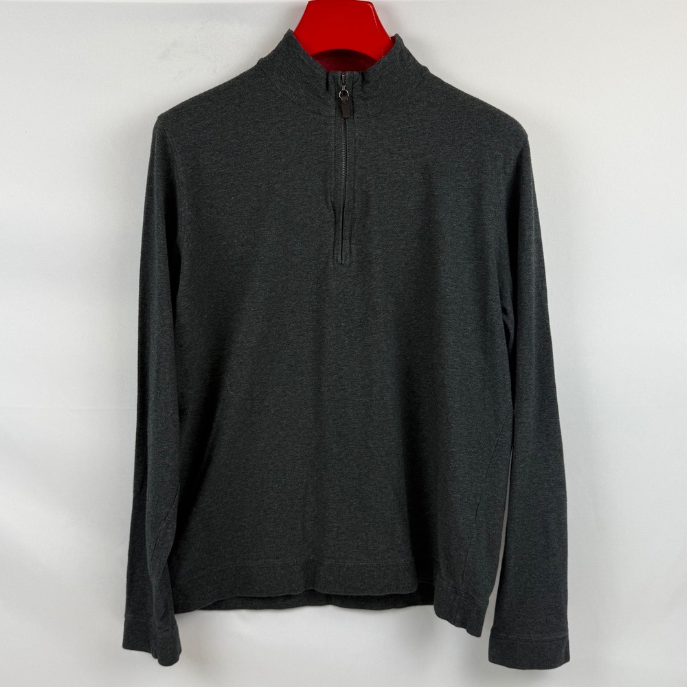 J McLaughlin Mens Dark Gray Pima Cotton Blend Quarter Zip‎ Pullover Sweater M